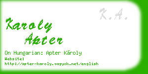 karoly apter business card